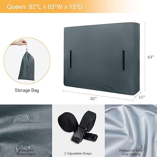 Miniatura 2 de Funda de colchón Queen para mudanza y almacenamiento, reutilizable, resistente al agua, protector de colchón con cremallera con 8 asas de transporte