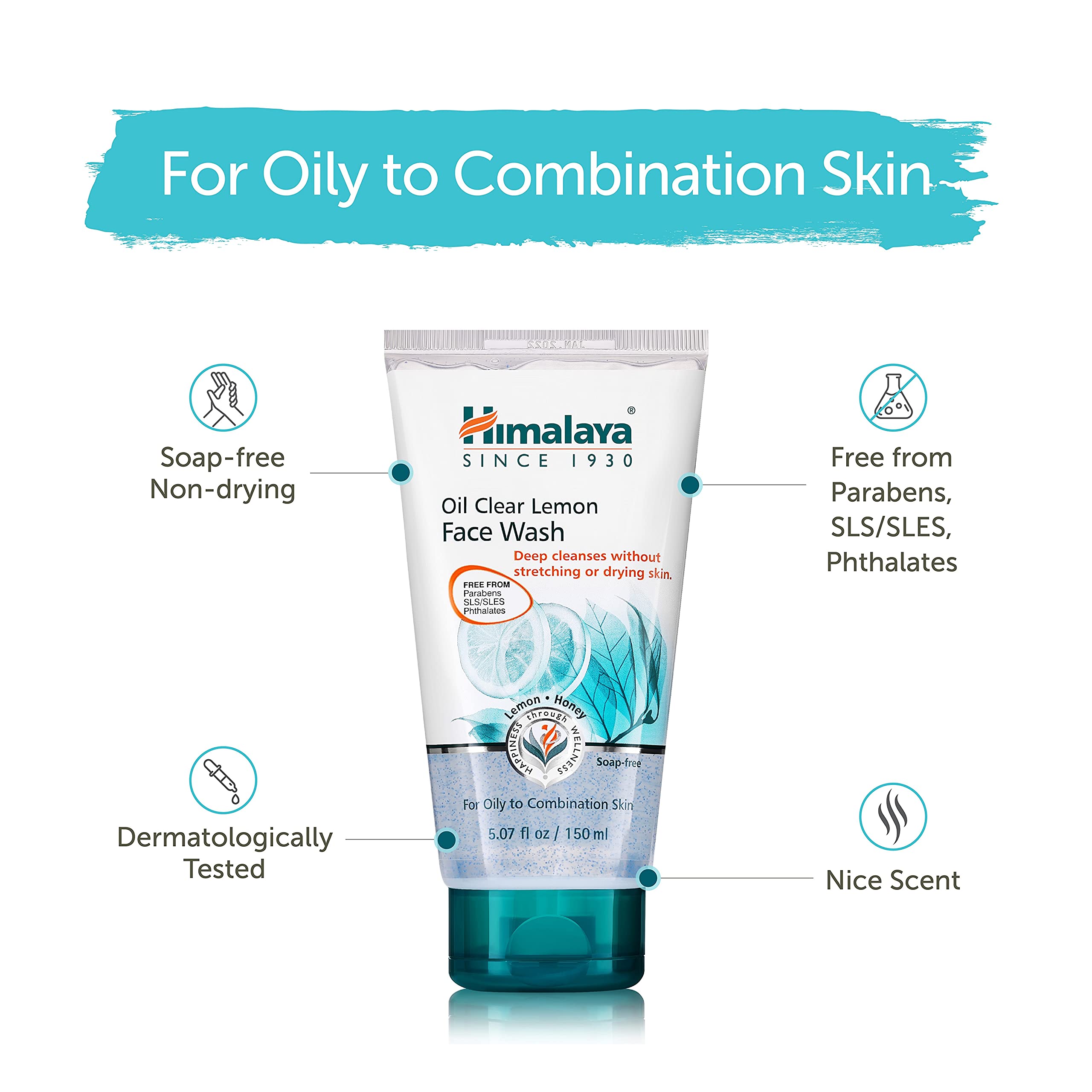 Himalaya Oil Control Lemon Face Wash for Toning, Cleansing & Removing