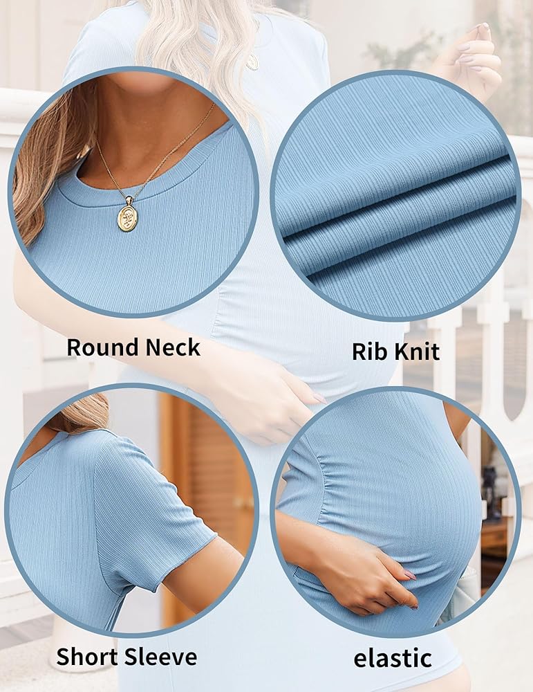 YesFashion Damen Umstandskleid Langarm - Geripptes Schwangerschaftskleid | Lässig & Bequem