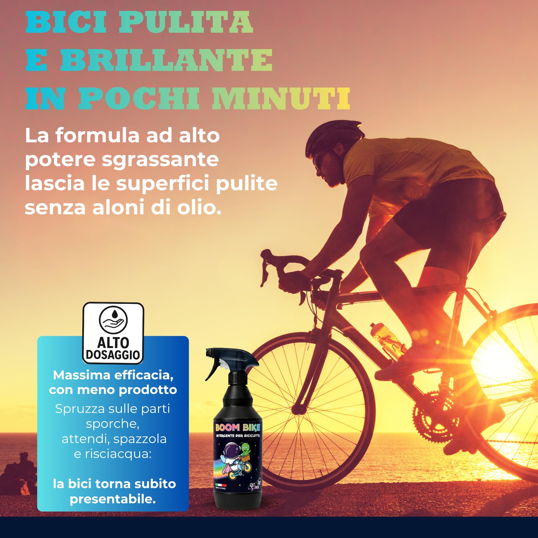 Detergente Bici BOOM BIKE | Sgrassatore Catena e Telaio per Pulizia Profonda MTB, Bici da Corsa ed E-Bike