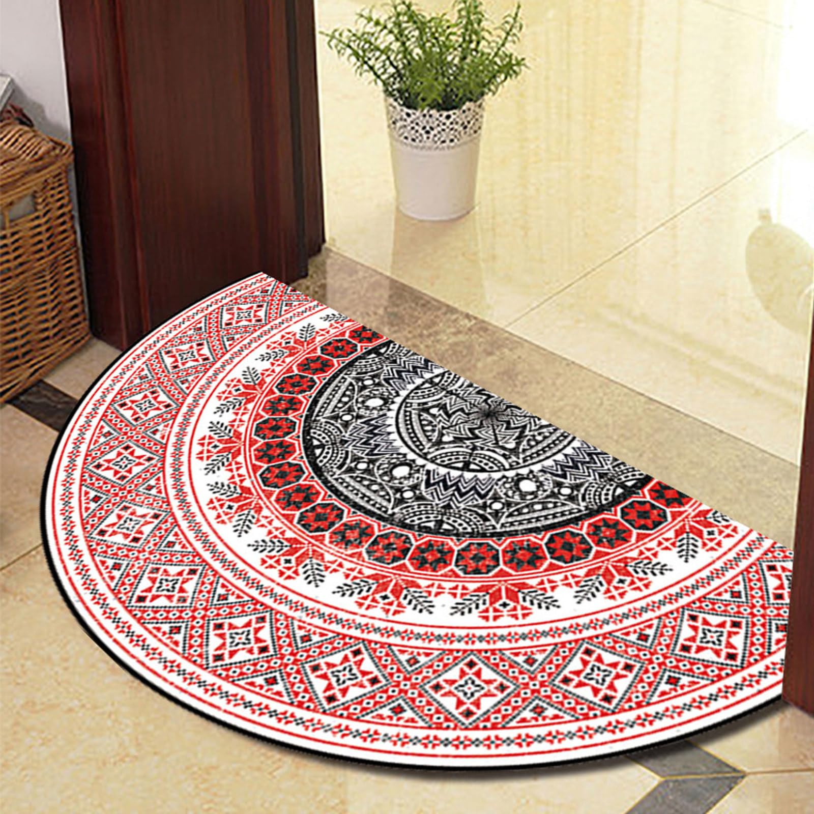 Dostear Half Circle Rug Front Personalised Doormats Entrance Door Welcome Indoor Mats Round Outdoor Outside Inside Rug For Back Door black heart 80x150cm