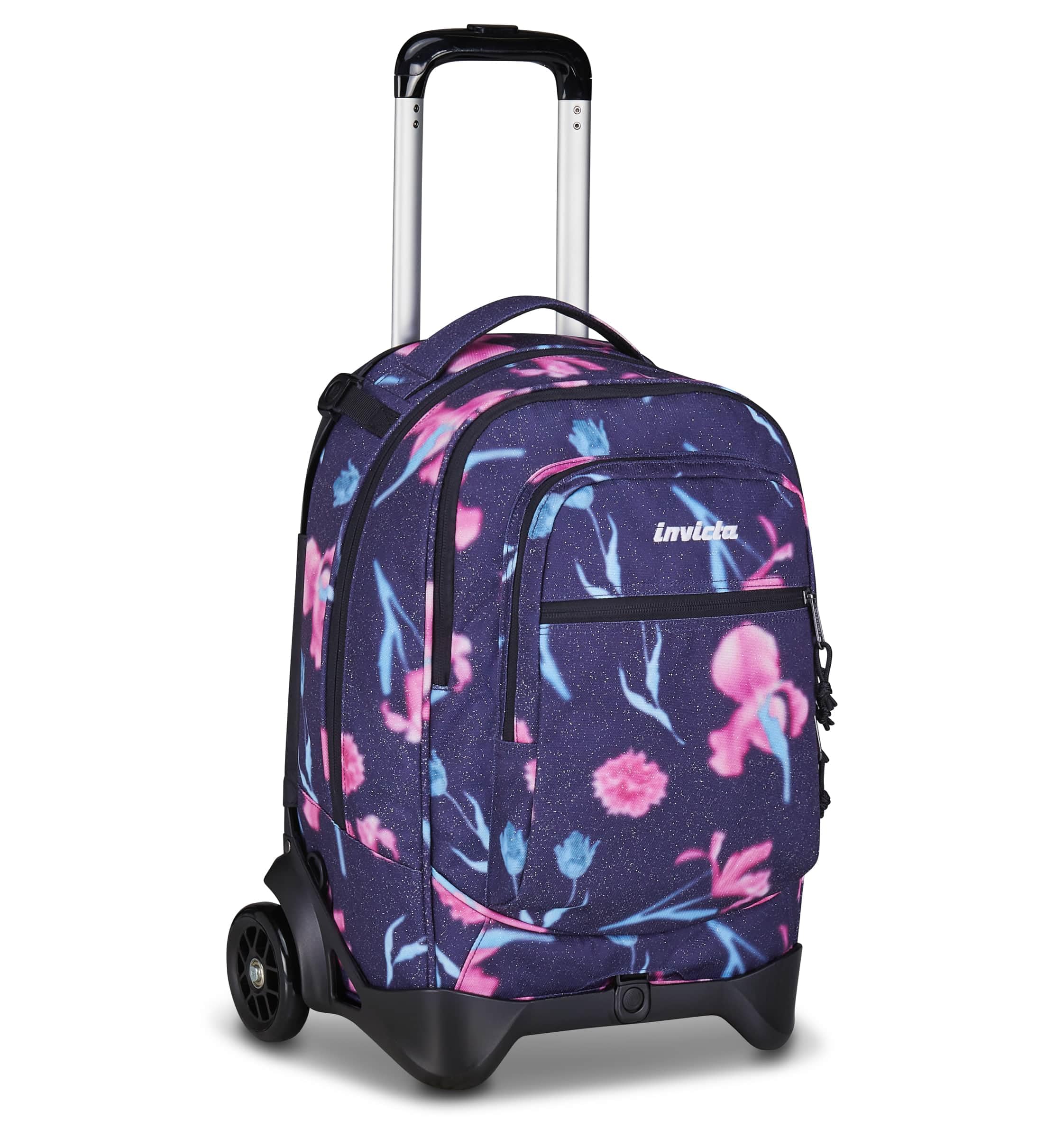 Invicta Trolley Scuola Plug Fantasy Shine, Viola, 3 in 1, Zaino Doppio Scomparto Con Carrello Sganciabile, Tasca Per PC, Tasca Per Borraccia, 34 lt, Scuola Media e Superiore, Viaggio, Zaino Ragazza