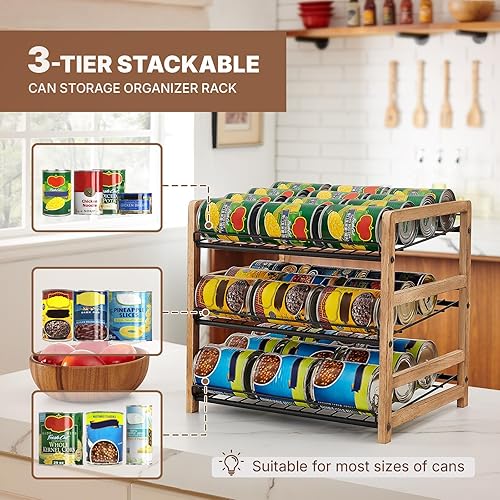Miniatura 4 de Organizador de latas para despensa de 3 niveles, organizador de almacenamiento de latas, organizador de latas de soda, capacidad para hasta 36