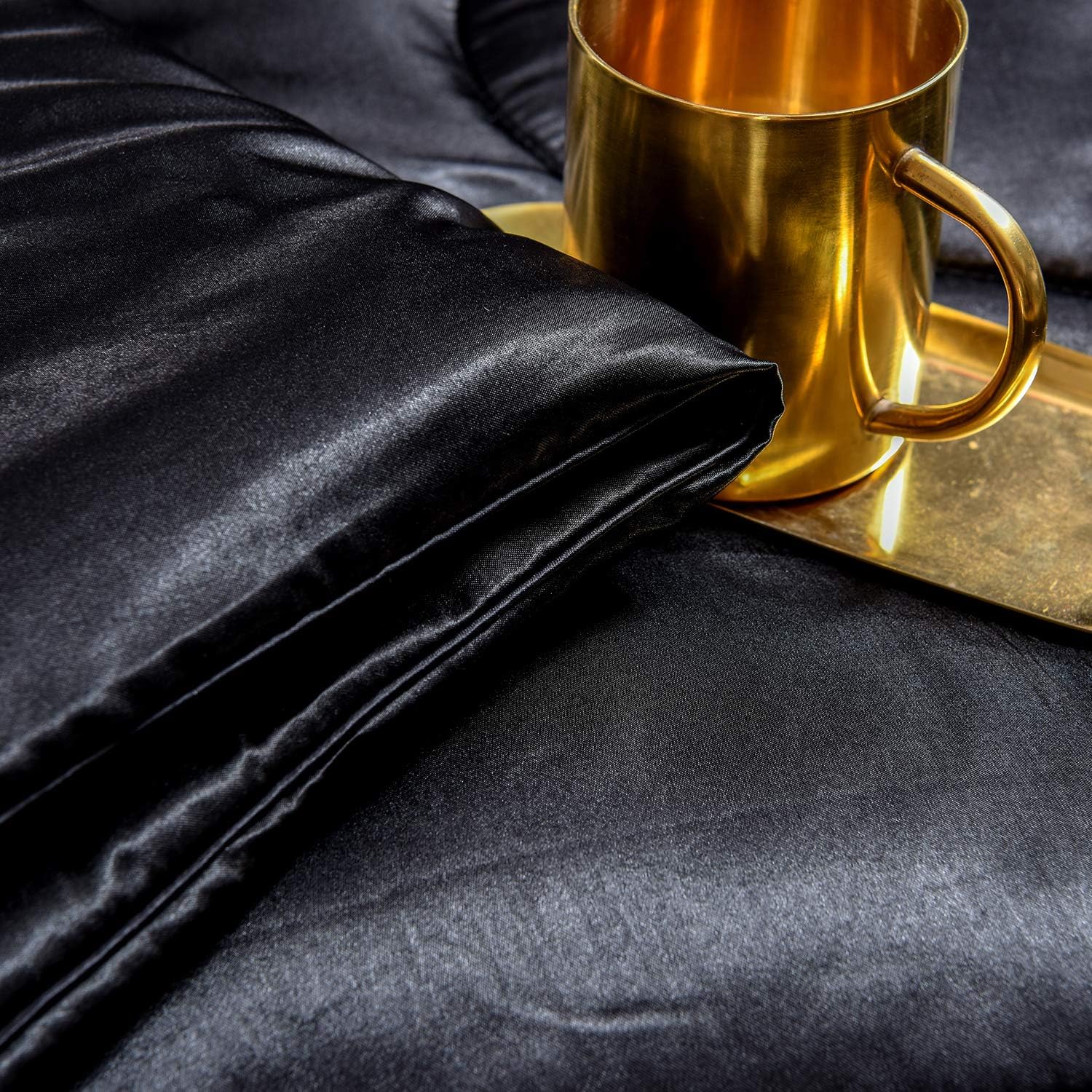 40% Off Discount YEARNING 3pcs Satin Silky Bedding Comforter Set, Bed Sets Queen Black Soft Comforter Quilt Sexy Luxury 3 Piece Bedding Collection Sets Big Sale YEARNING 3pcs Satin Silky Bedding Comforter Set, Bed Sets Queen Black Soft Comforter Quilt Sexy Luxury 3 Piece Bedding Collection Sets