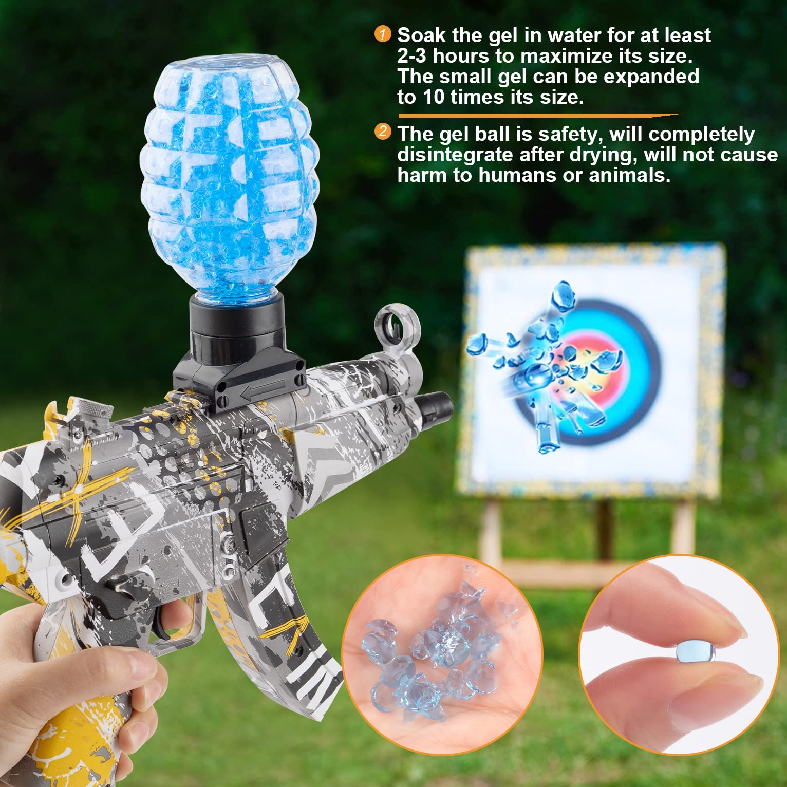 Gel Ball Blaster Gun, Electric Splatter Ball Gun, Ammo Pistol Gel Ball Guns with Goggles 5000