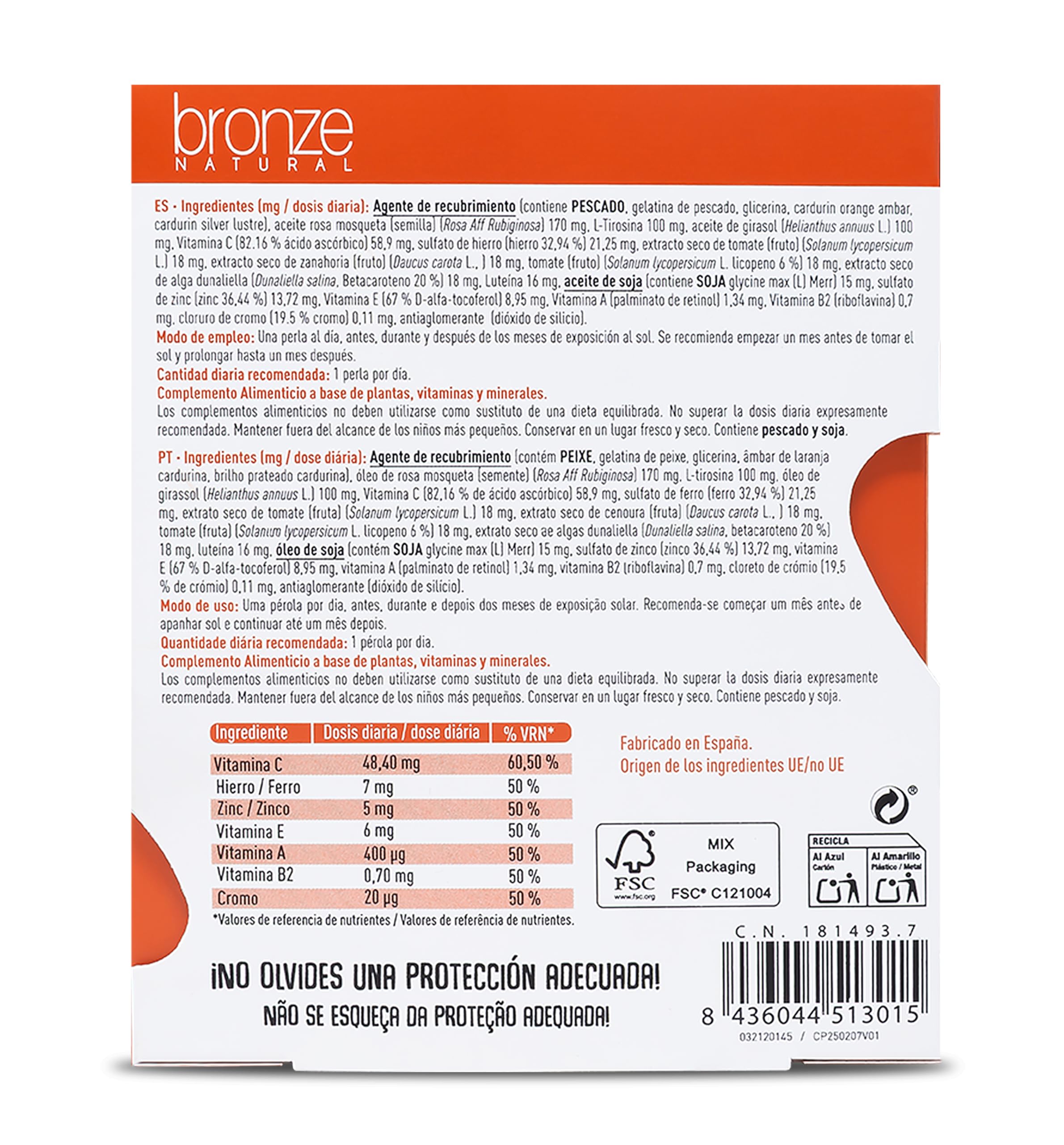 DRASANVI Acelerador de bronceado Betacarotenos Protege la Piel UVA Previene Envejecimiento Rosa de Mosqueta Tomate Zanahoria Alga Dunaliella Vitamina E Licopeno Luteína 30 días