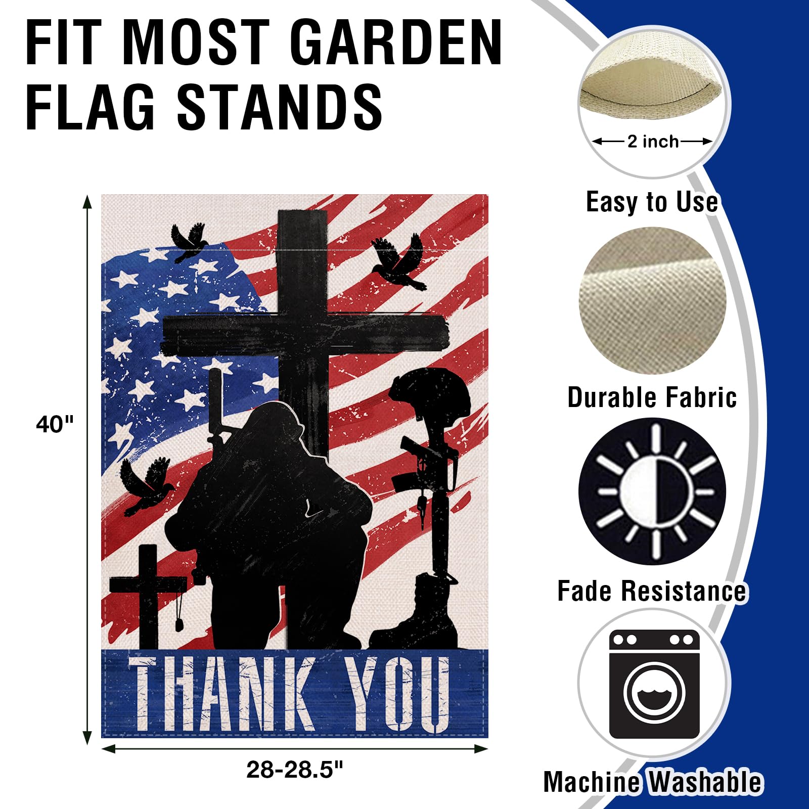 Großes Dankeschön-Veteranen-Banner, 300 X 50 Cm - Patriotische Outdoor-Fahne Für Den Veteranentag Mit 4 Ösen