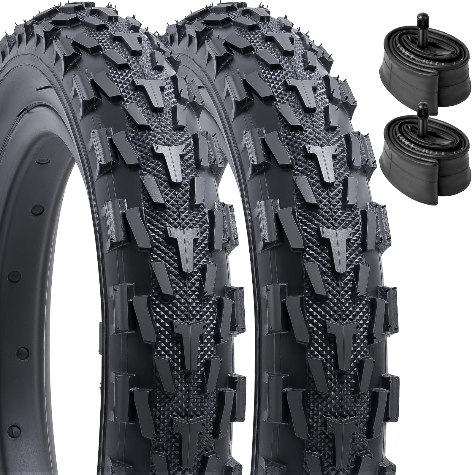 YunSCM 2PCS 12 inch Bike tyres 12x1.95 (53-203) and 12.5" Bike Tubes Schrader Valve Compatible with 12 x 1.95 12x2.0 Child/Push Bike/Road Bicycle Tires and Tubes