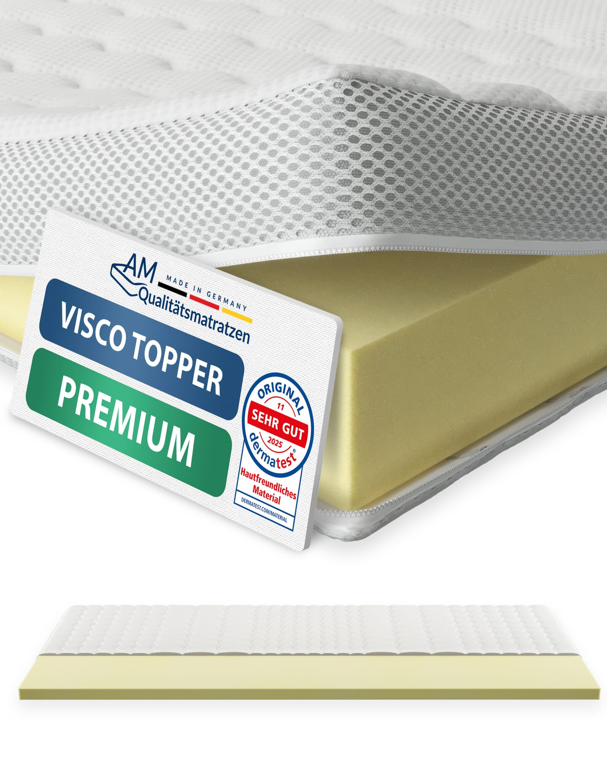 AM Qualitätsmatratzen Topper viscoelástico 90x190 H2 - Cubre colchon Made in Germany - Topper 90x190 de Memory Foam Certificado Oeko Tex con Funda de Lyocell - Topper viscoelástico Memory Foam