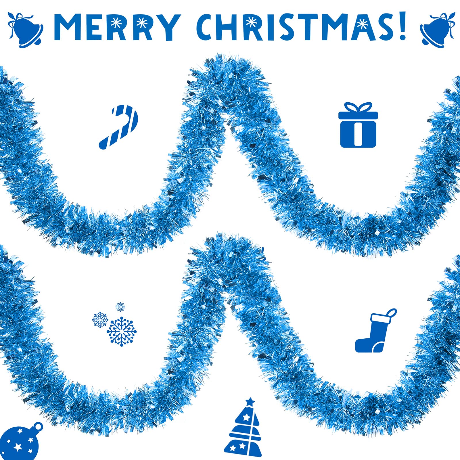Syhood 32.8 Feet Christmas Metallic Twist Tinsel Garland Xmas Glitter Garland Tree Hanging Tinsel Decoration for Christmas Party and Home Indoor Outdoor Ornament Supplies(Blue) - Image 3