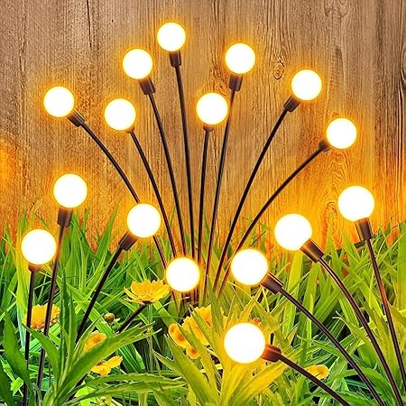 JAMUNESH ENTERPRISE Solar Garden Lights Outdoor Waterproof Swaying Solar Garden Lights Solar Powered Firefly Lights with Highly Flexible Copper Wires Yard Pathway Christmas Lights (2, 8 LED)
