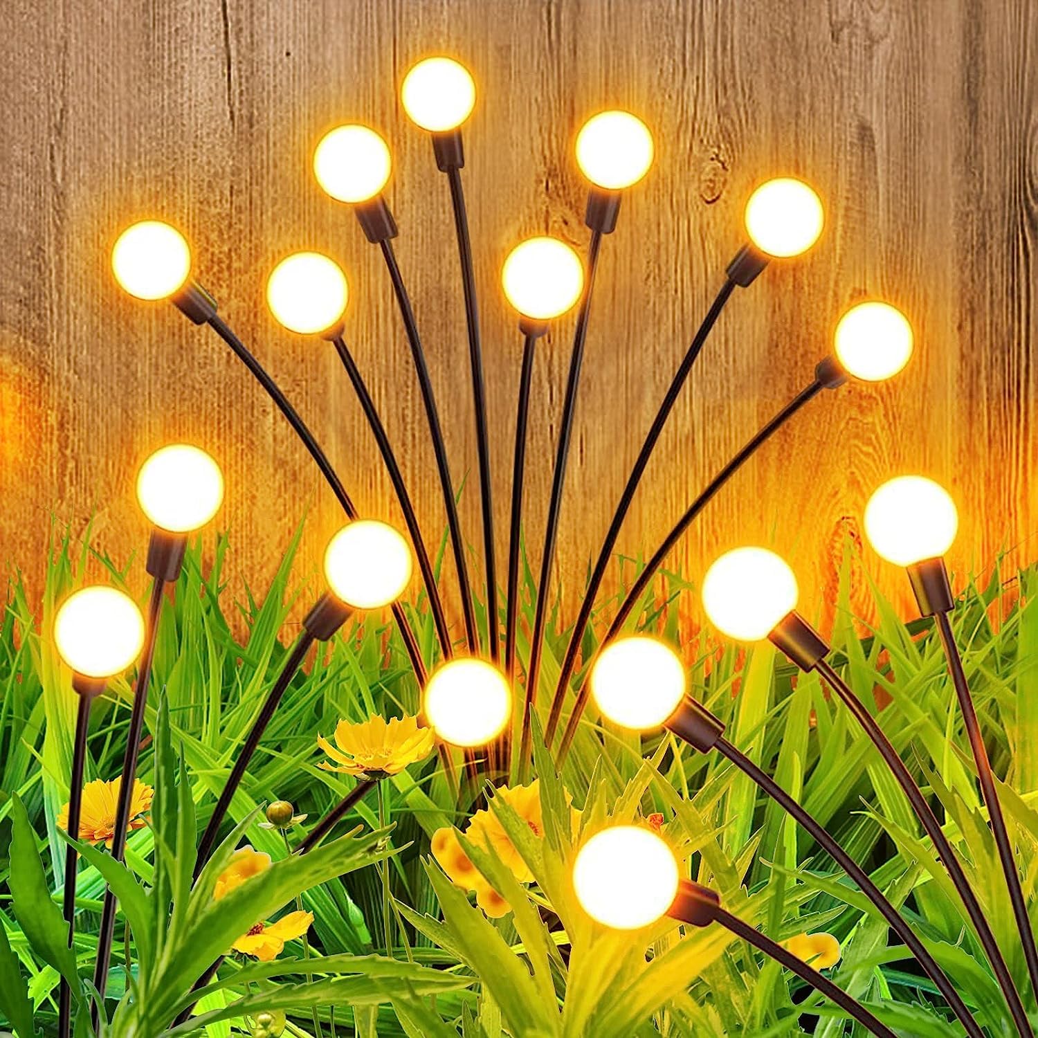 RudraLandRudraLand Solar Garden Lights Solar Powered Firefly Lights, Sway by Wind, Solar Outdoor Decor Light for Landscape Decoration Yard Patio Pathway, High Flexibility Iron Wire (8 LED Warm White, 1)