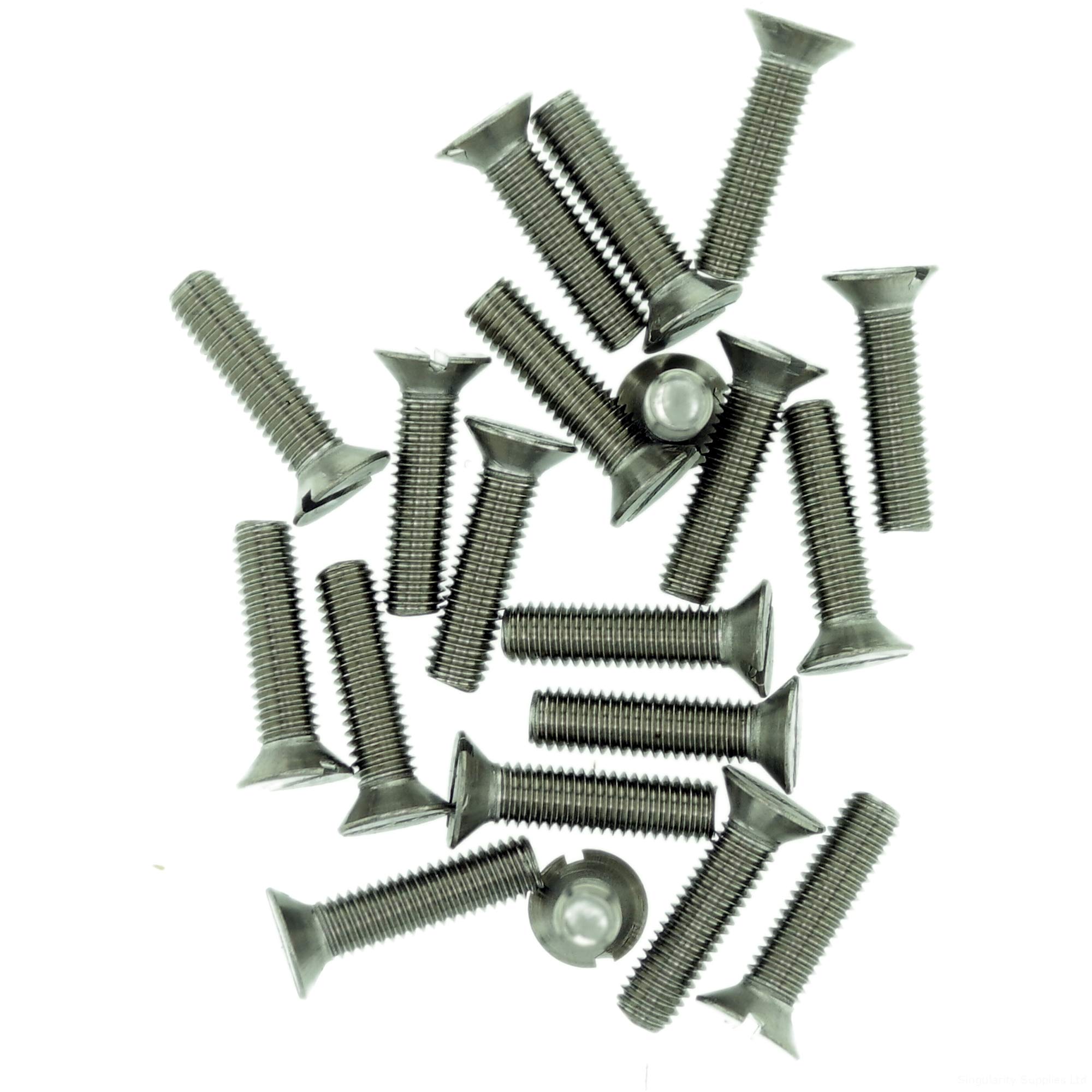 Singularity Supplies M6 (6Mm X 60Mm) Slot Countersunk Machine Screw (Bolt) - Stainless Steel (A2) (Pack Of 20)