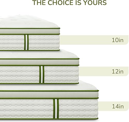 Miniatura 8 de Colchón King de espuma viscoelástica híbrida de 12 pulgadas en una caja con resortes interiores de bolsillo individual para aislamiento de