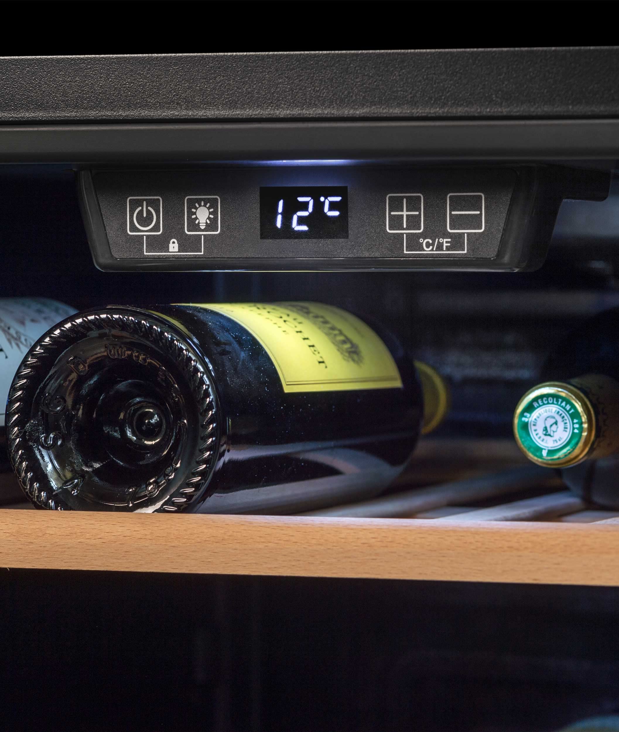 Climadiff- Weinkühlschrank CS105B1, 105 Flaschen, Temperier-Servier-Weinschrank, Glastür aus UV-undurchlässigem Glas, Temperaturbereich von 5°C bis 20°C, freistehend