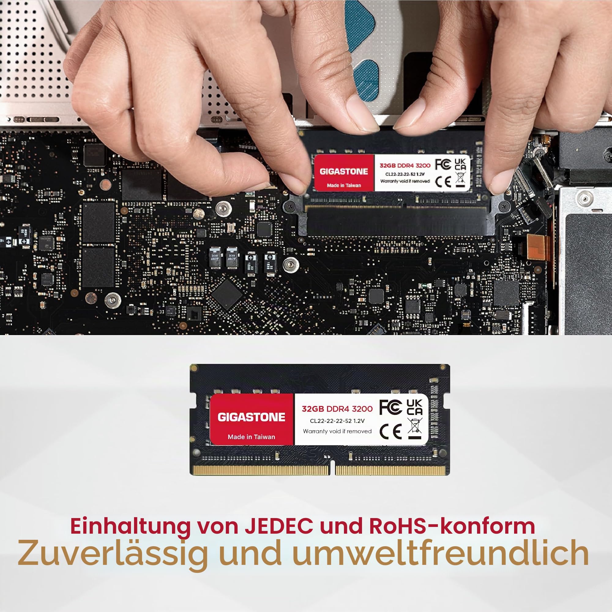 【DDR4 RAM Nur für Laptops】 GIGASTONE 64GB Kit (2x32GB) DDR4 3200MHz (2933MHz or 2666MHz) PC4-25600(PC4-23400, 21300) CL22 1.2V SODIMM 260Pin Nicht-ECC ungepuffert Notebook Laptop Speicher-Upgrade