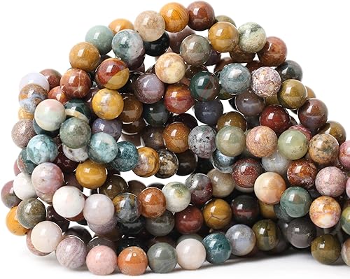 Cuentas redondas sueltas de ágata marina natural de 8mm (516 pulgadas), materiales para joyas y manualidades, 45 cuentas en 1 cuerda de 15 pulgadas disponible en Yaxa El Salvador