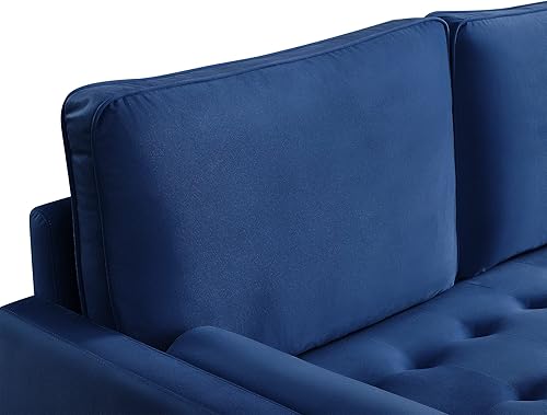 Miniatura 9 de Sofá de dos plazas tapizado moderno de 57.1 pulgadas con reposabrazos, sofá de terciopelo contemporáneo con 2 almohadas de refuerzo, sofá para