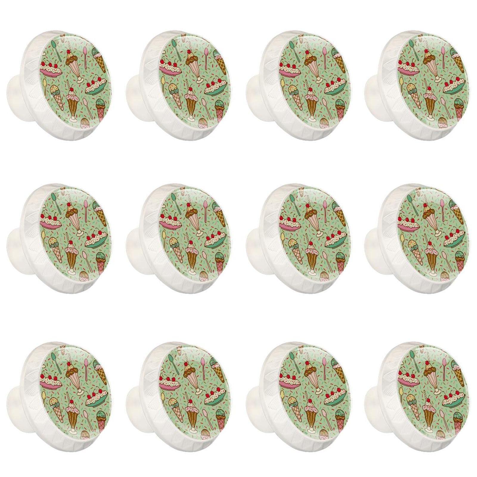 Lot de 12 boutons de cuisine crème glacée cerise pour tiroir