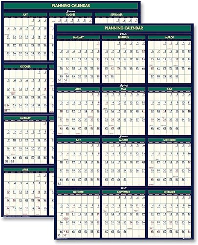 House of Doolittle Calendario de pared laminado de 4 estaciones 2023-2024, reversible, 24 x 37 pulgadas, julio - junio y enero - diciembre