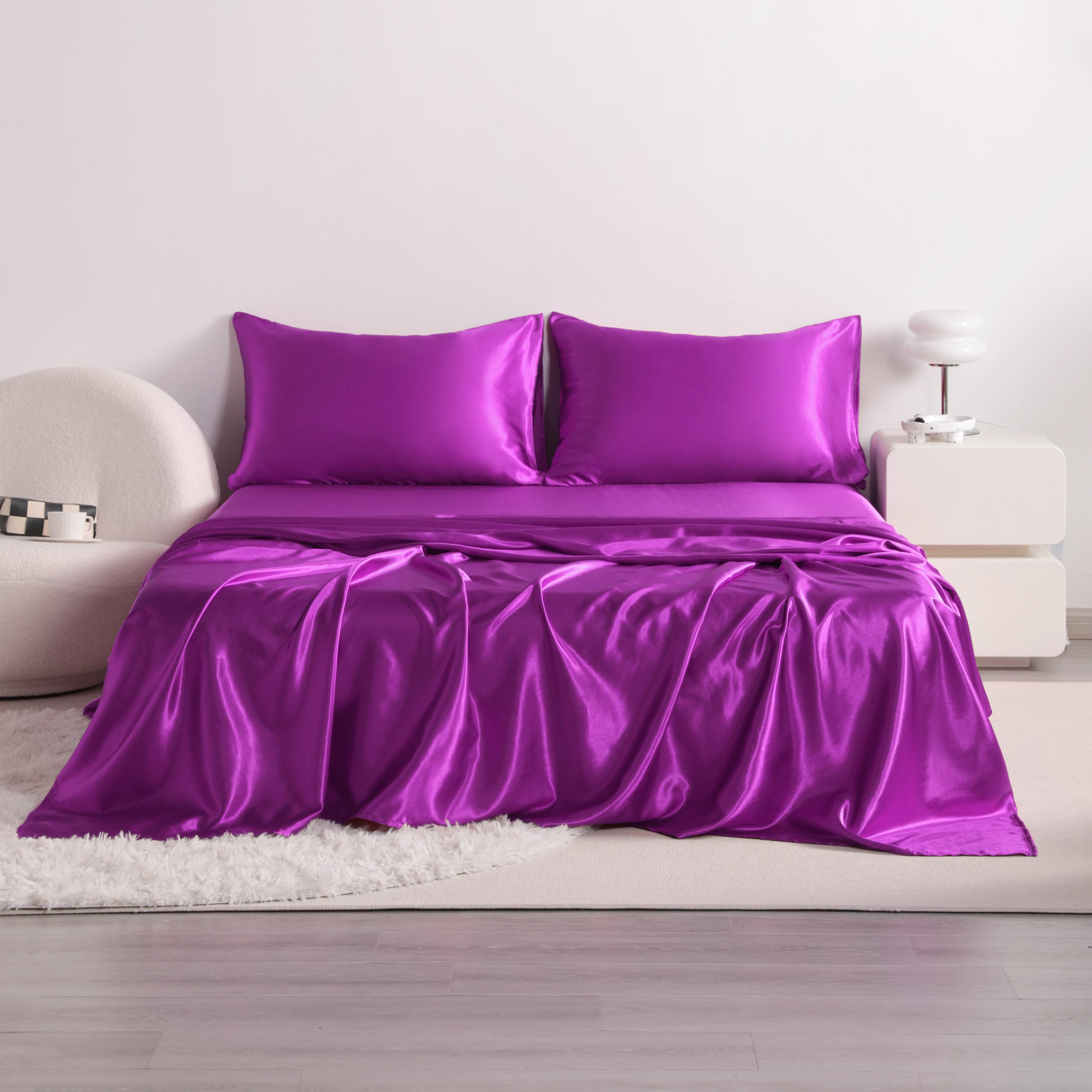 Custom Size 4-Piece Sheet Set 30 Momme Exclusive Mulberry Silk Bed Set Fits 14-18 Deep Pocket Mulberry Silk