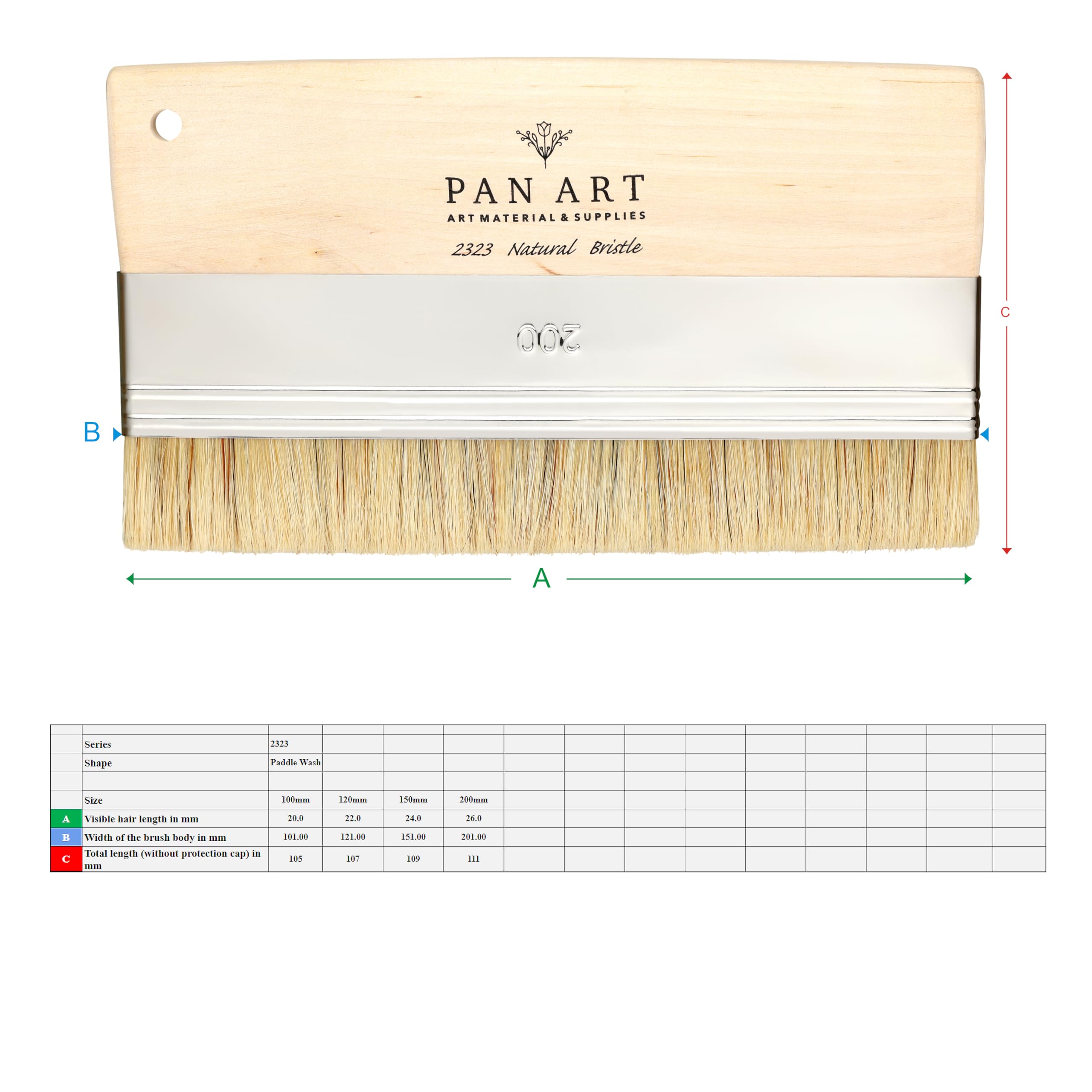 Pan Art Pincel Paddle Natural nº 150 - Brocha para Pintura al Óleo - 1pc