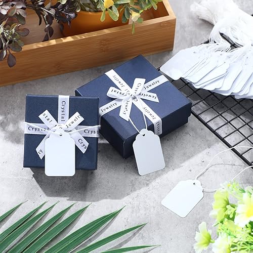 Miniatura 2 de Fainne 3000 etiquetas de precio colgantes blancas mate con cuerda, 1.18 x 1.89 pulgadas, etiquetas de exhibición de mercancía de regalo para ropa