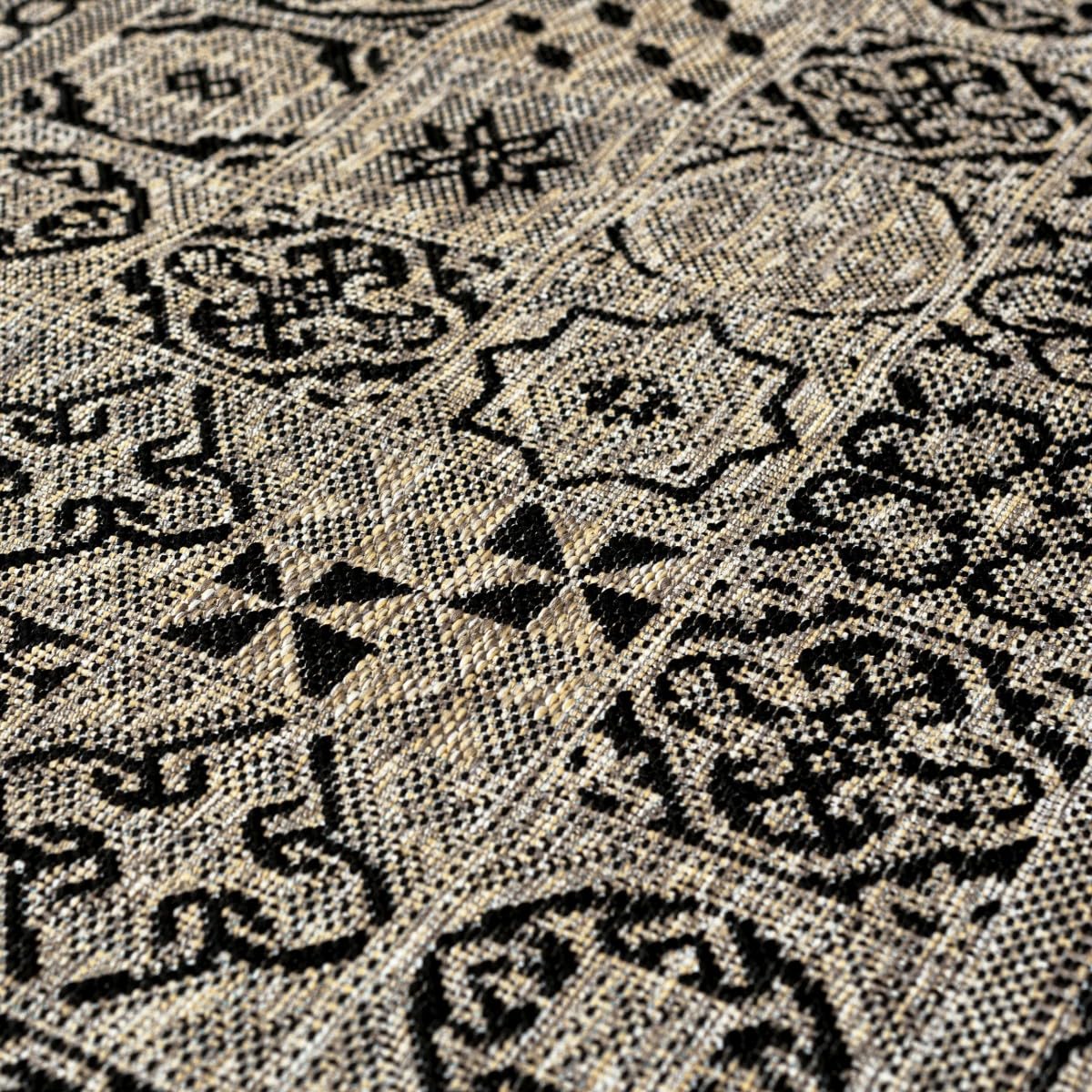 Mazovia In-& Outdoor Läufer Balkon 100x500cm Creme Patchwork Wetterfest | In-& Outdoor Teppichläufer für Flur Küche Terrasse Garten Beige Pflegeleicht UV-Beständig Wasserabweisend Verkauf pro Meter
