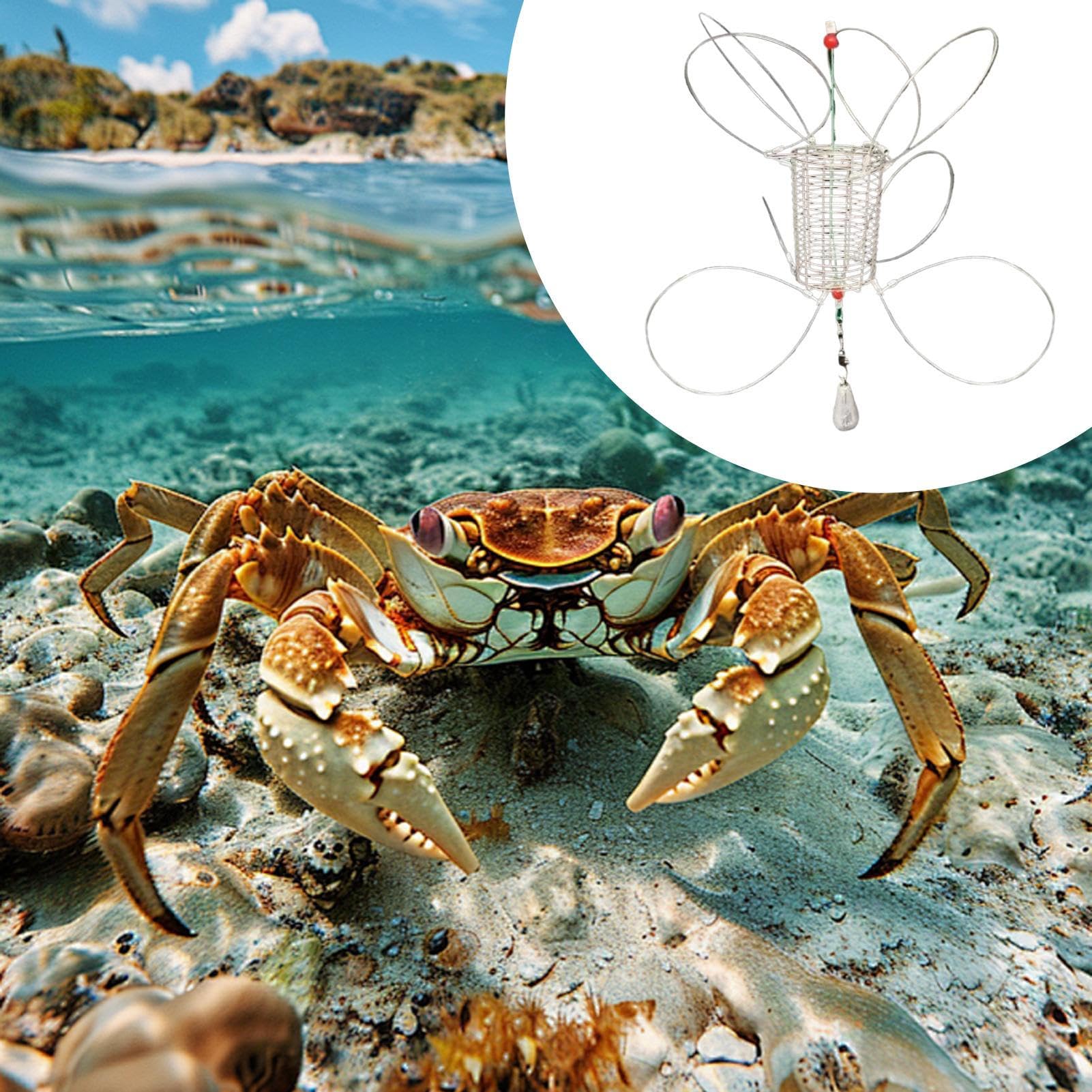 Trampa para Cangrejos, Anzuelo para Cangrejos De Río con 8 Anillas, Trampa de Portátil Multiusos para Pesca en Hielo Mar Profundo Muelle Kayak Playa de Río y Camarones en