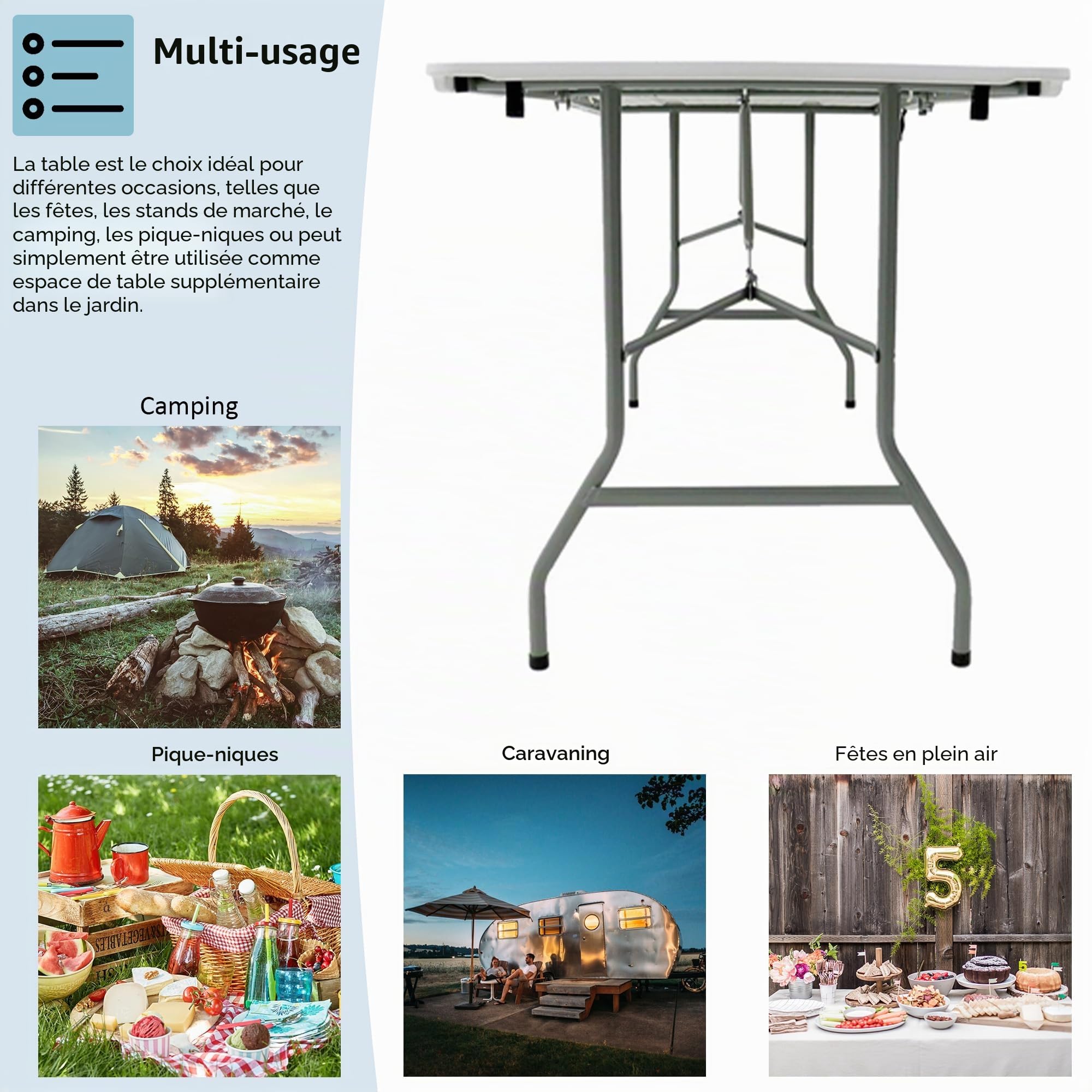 Tavoli pieghevoli Home Discount 5 piedi, Blanc