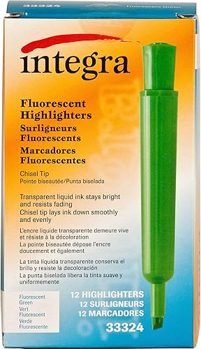 Miniatura 2 de Integra Resaltador de escritorio, punta de cincel, verde fluorescente (ITA33324)