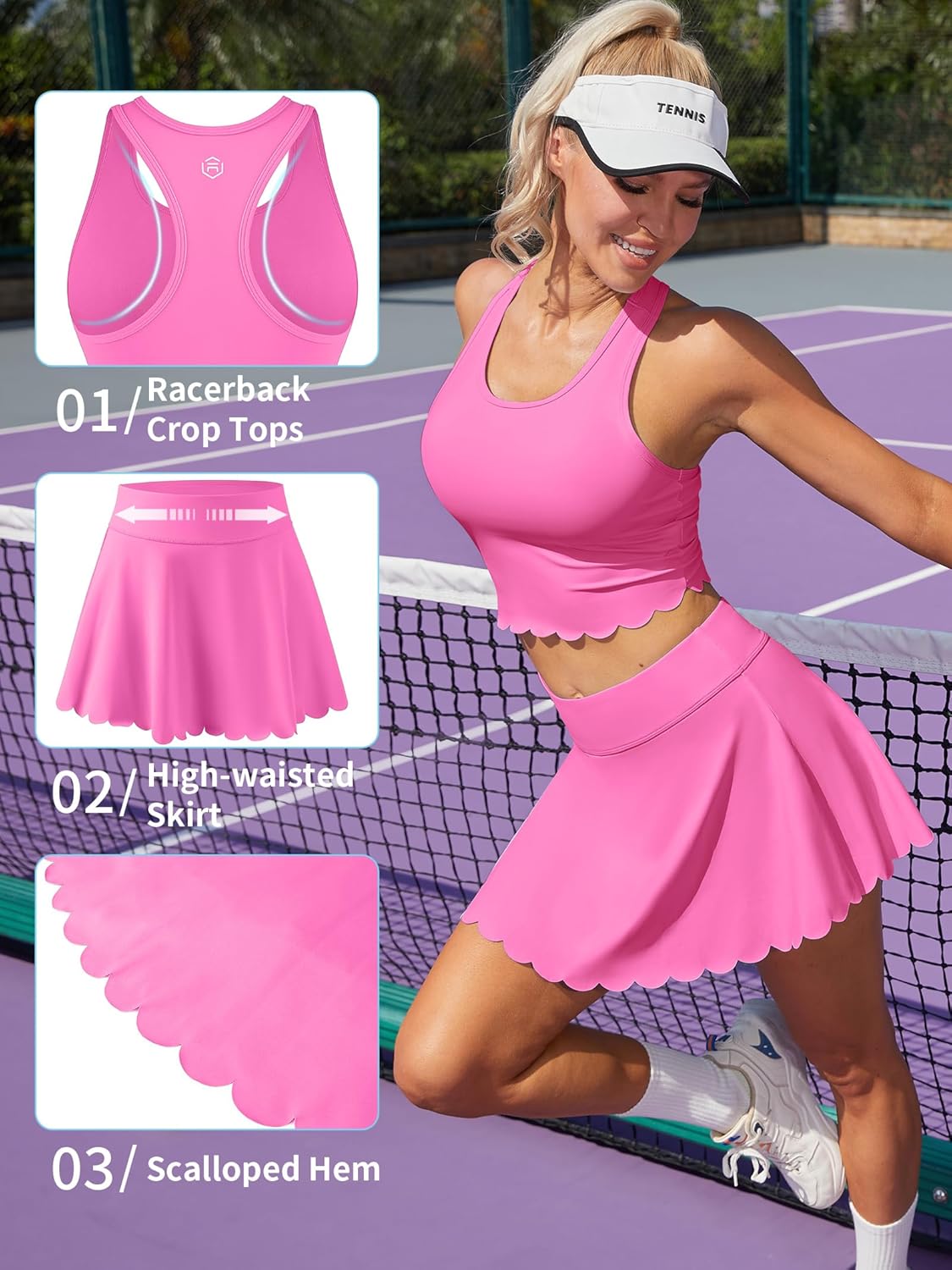 ATTRACO Tennis Outfits for Women Racerback Golf Dress Athletic Workout Dress - Image 5