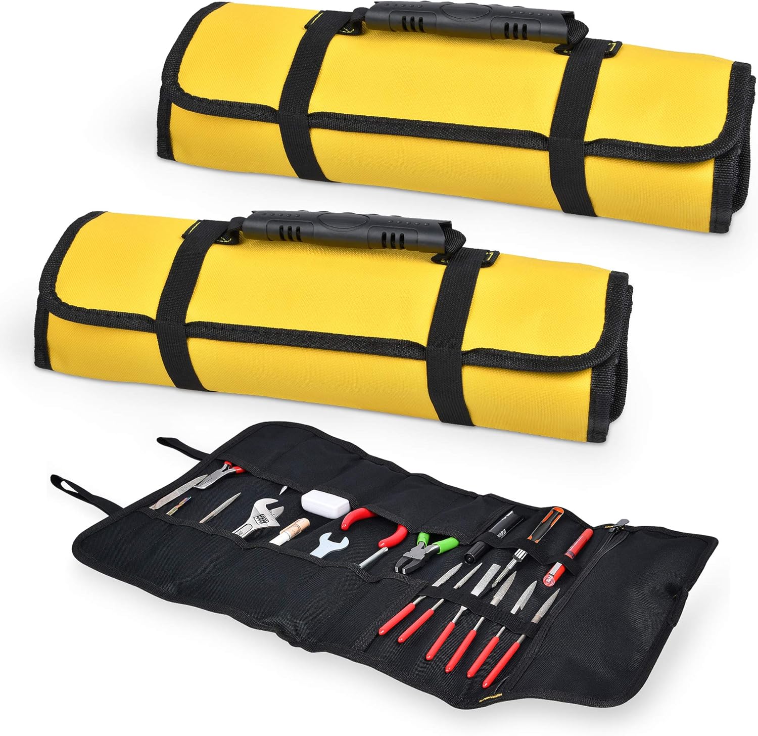 Akamino 2 Pack Canvas Roll Up Tool Bag, MultiPurpose Tool Pouch with