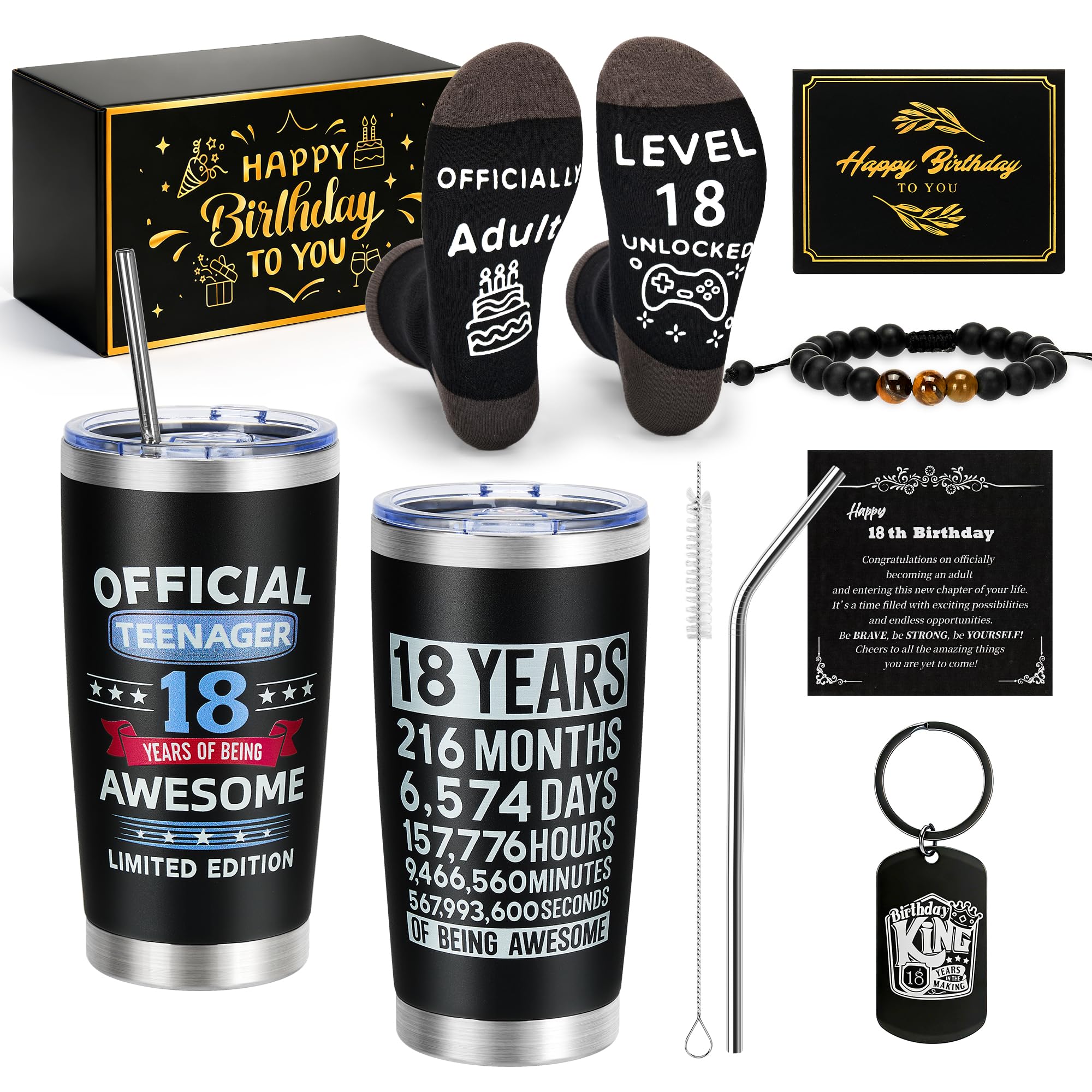 18th Birthday Gift for Boys, 7PCS Unique and Fun Gift Box for 18-Year-Old Boys – Perfect for Sons, Grandsons, Nephews, and Friends