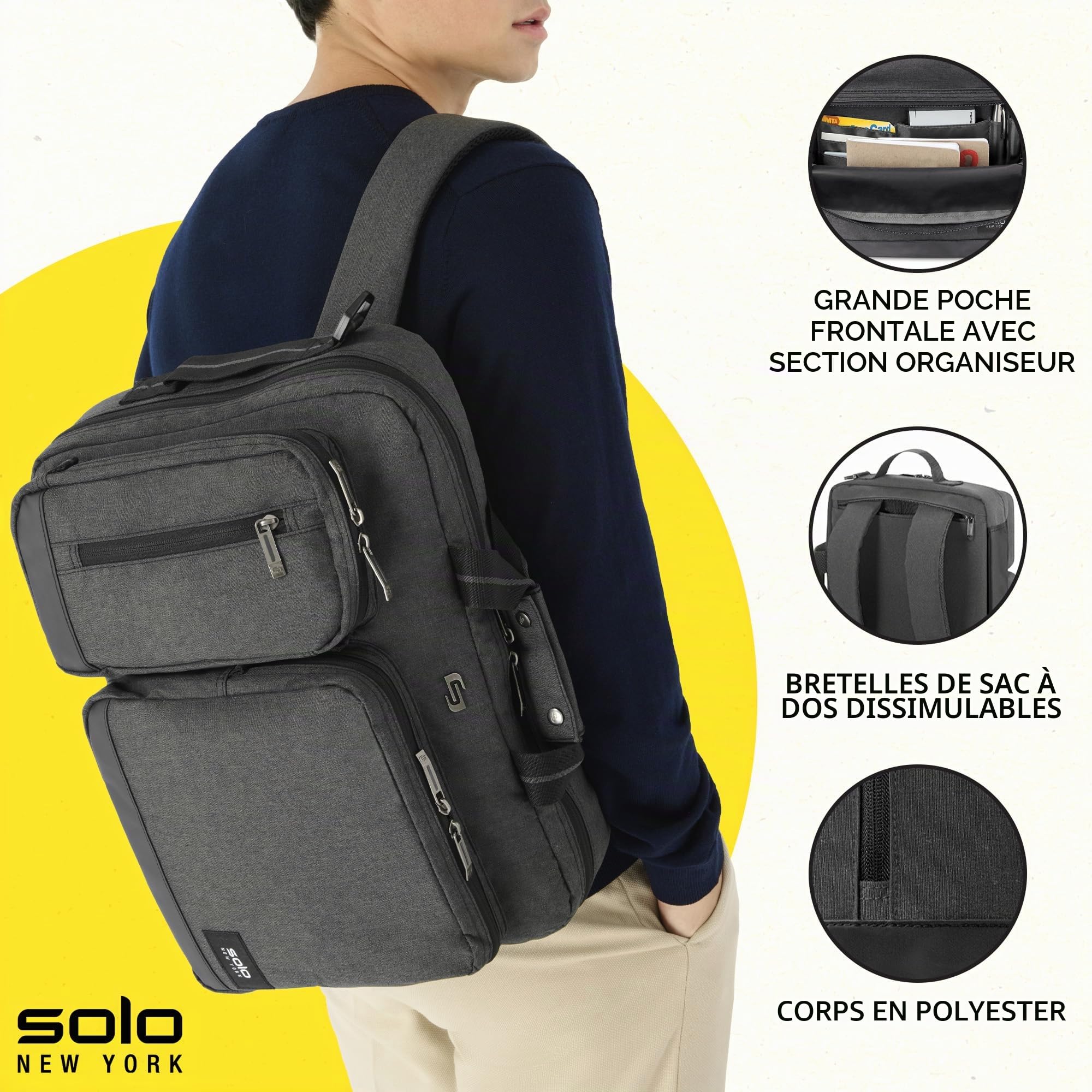 Solo New York Sac à dos unisexe Altitude Durable pour ordinateur portable