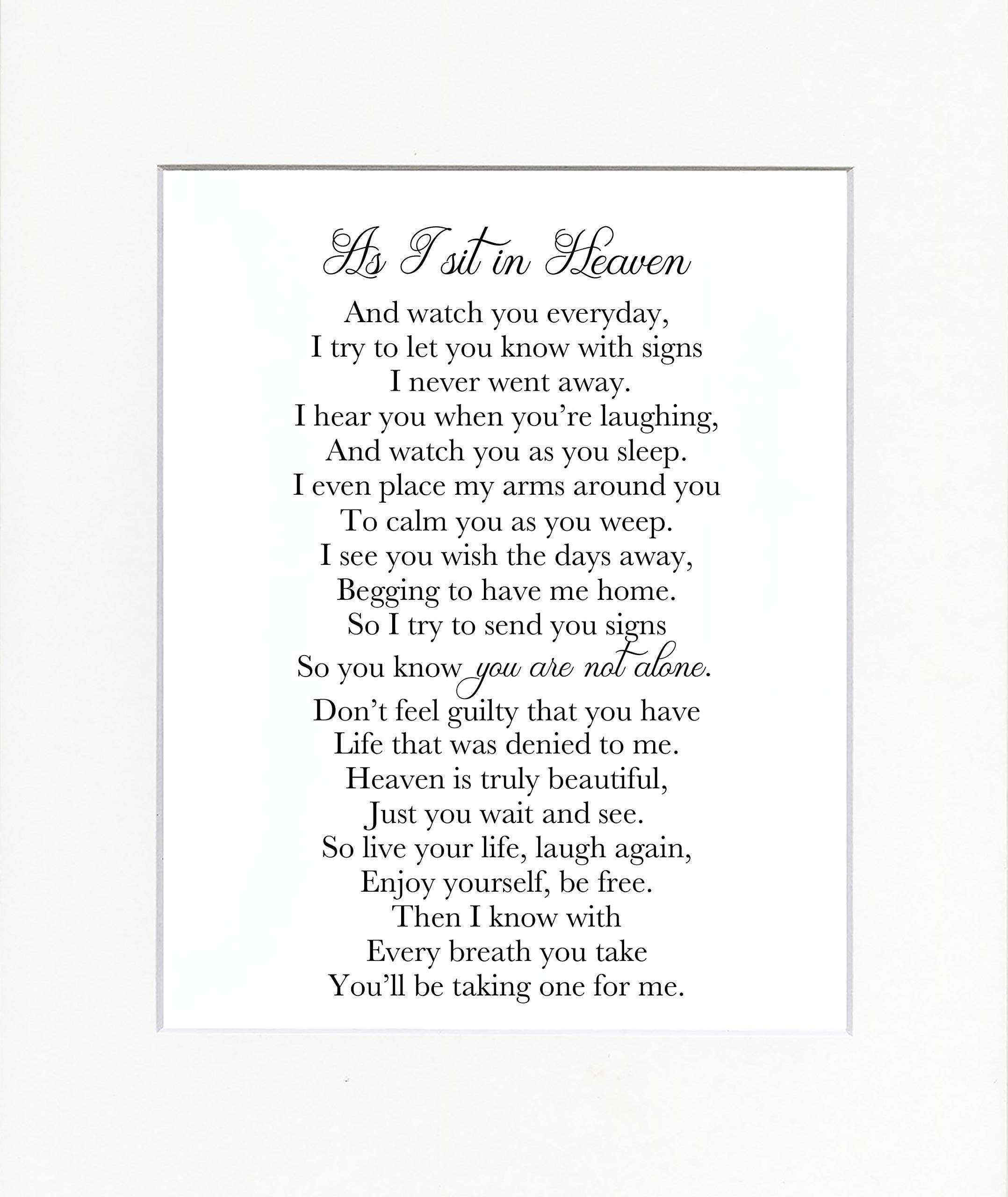 Buy 8x10 UNFRAMED PRINT As I Sit in Heaven Poem/Print Sign/Memorial ...