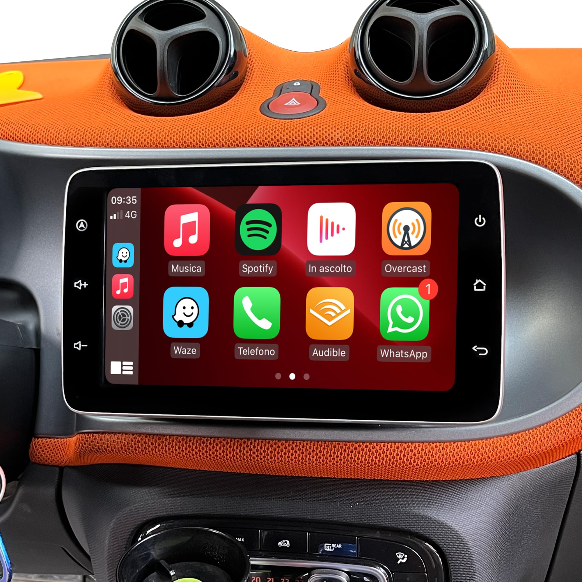 Per Smart Fortwo Forfour 453 (2015-2019) CarPlay Radio Dash Kit 9 pollici Touch Screen Aggiornamento Android Auto Full Screen Netflix Spotify Android 13 Navigazione GPS Supporta telecamere di backup