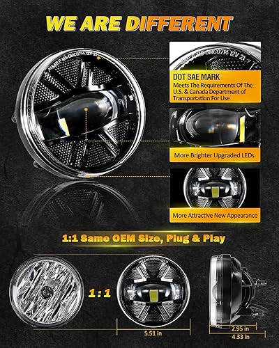 Miniatura 2 de Auxbeam Luces antiniebla LED de repuesto para GMC Sierra 1500 2007-2013, Sierra 2500HD 3500HD 2007-2014, lámparas antiniebla LED aprobadas por DOT