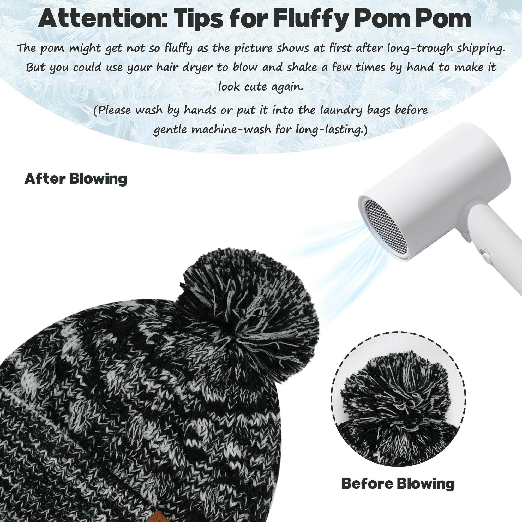 Bebes Enfants Bonnet Pompon Hiver Echarpe Gants Ensemble Cache-Cou avec Polaire pour 0 3 6 Mois 0-8 Ans Cadeaux pour Filles Garçons