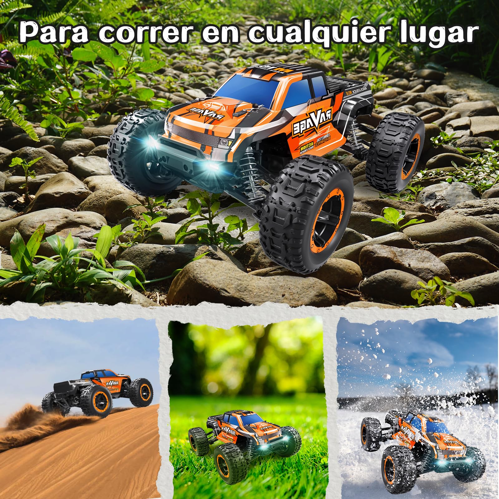 Loolinn | Coche Teledirigido Muy Duradero - Escala 1:16, Velocidad Ajustable, Todo Terreno Manejable, Listo para Funcionar, Velocidad Máxima 30 km/h - Coche Teledirigido para Niños y Adulto