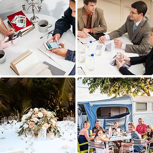 Miniatura 7 de Mesa plegable redonda de 48 pulgadas, mesa redonda portátil de HDPE resistente de 4 pies, mesa de comedor plegable de plástico para interiores y