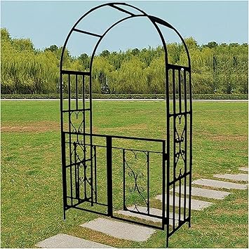 ENLLY Schwer Rosenbogen Metall Mit Tür Gartenbogen Torbogen Für