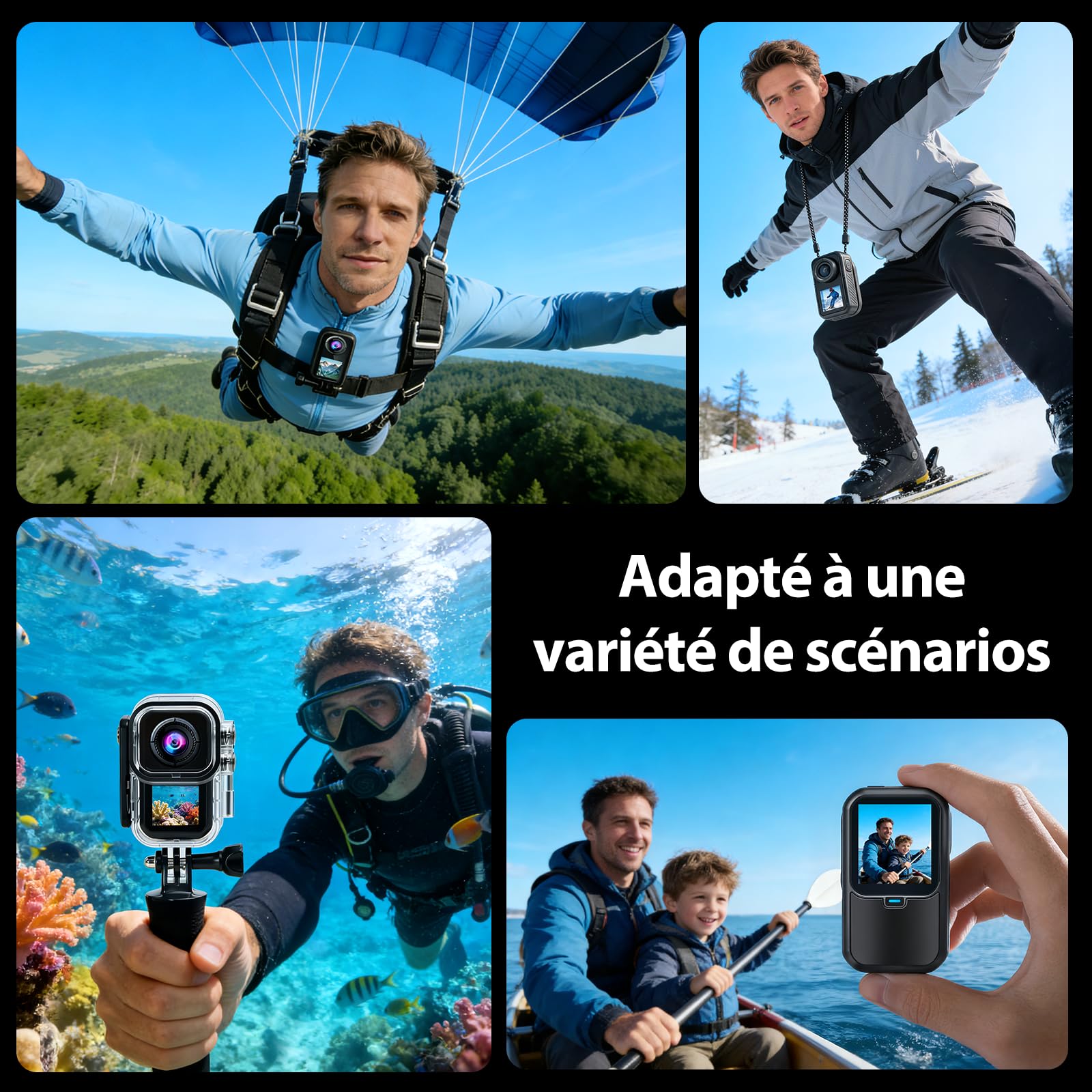 AIKER Caméra Sport 4k 60fps,Version Améliorée Camera Action WiFi 130°,Double Écran Camera Moto Étanche Jusqu'À 30m avec Stabilisation,Qualité d'image Ultra HD avec Accessoires Multifonctions