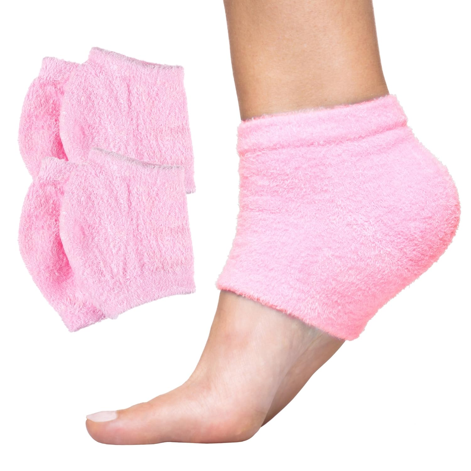 ZenToes Moisturizing Heel Socks 2 Pairs Gel Lined Fuzzy