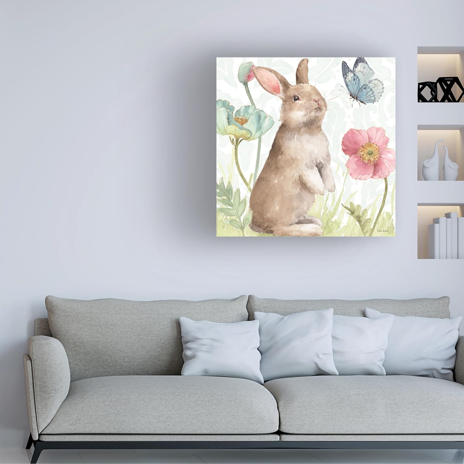 Wrapped Canvas Wall Art - Lisa Audit 'Spring Softies Bunnies II' Wall Art for Living Room, Bedroom, or Office Décor - 18x18