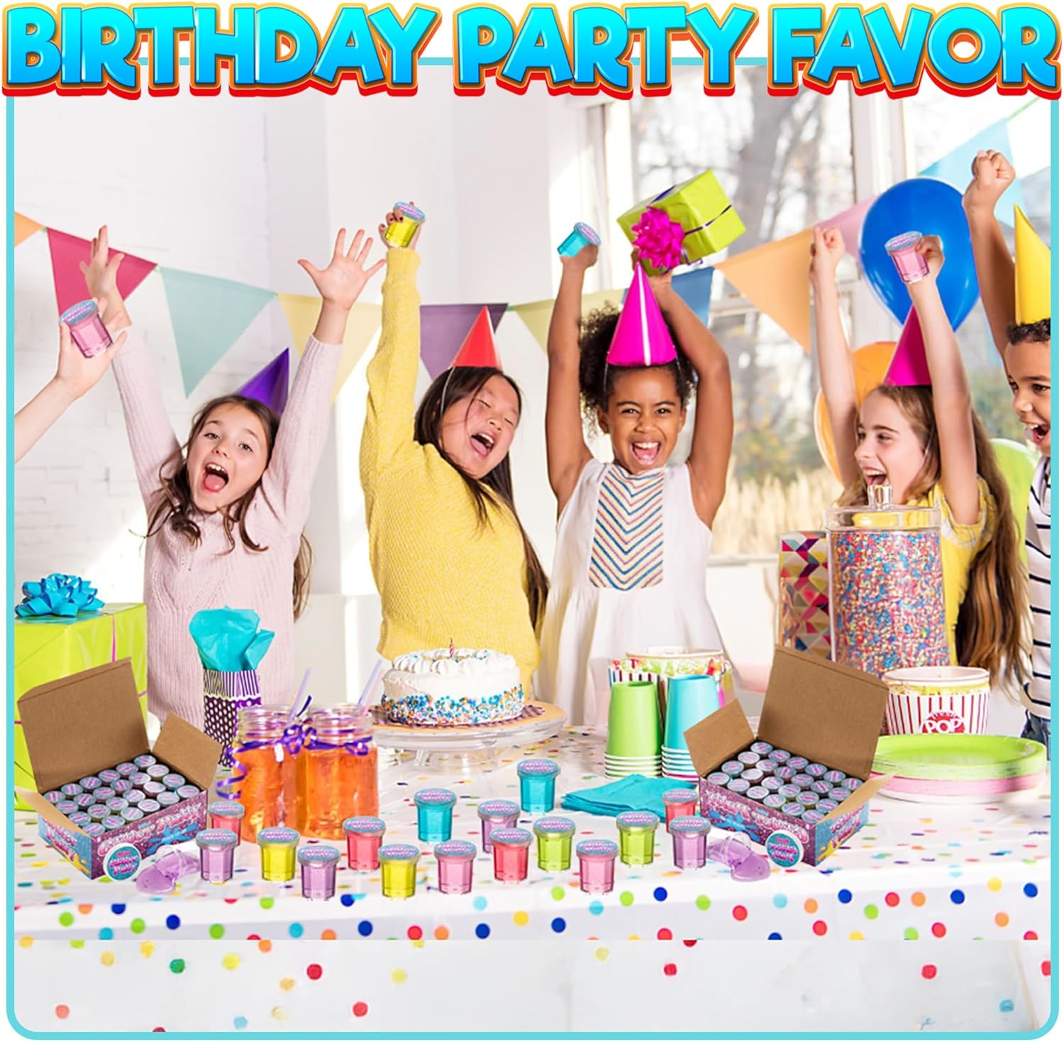 Mini Glitter Putty - (Bulk Pack of 48) Mini Slime for Kids Party Favors in Assorted Neon Rainbow Colors for Birthday Party Favor, Fidget Toys, and Prizes