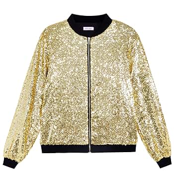YIYI Sequin Mens Jacket Bomber Sparkly Concert Varsity