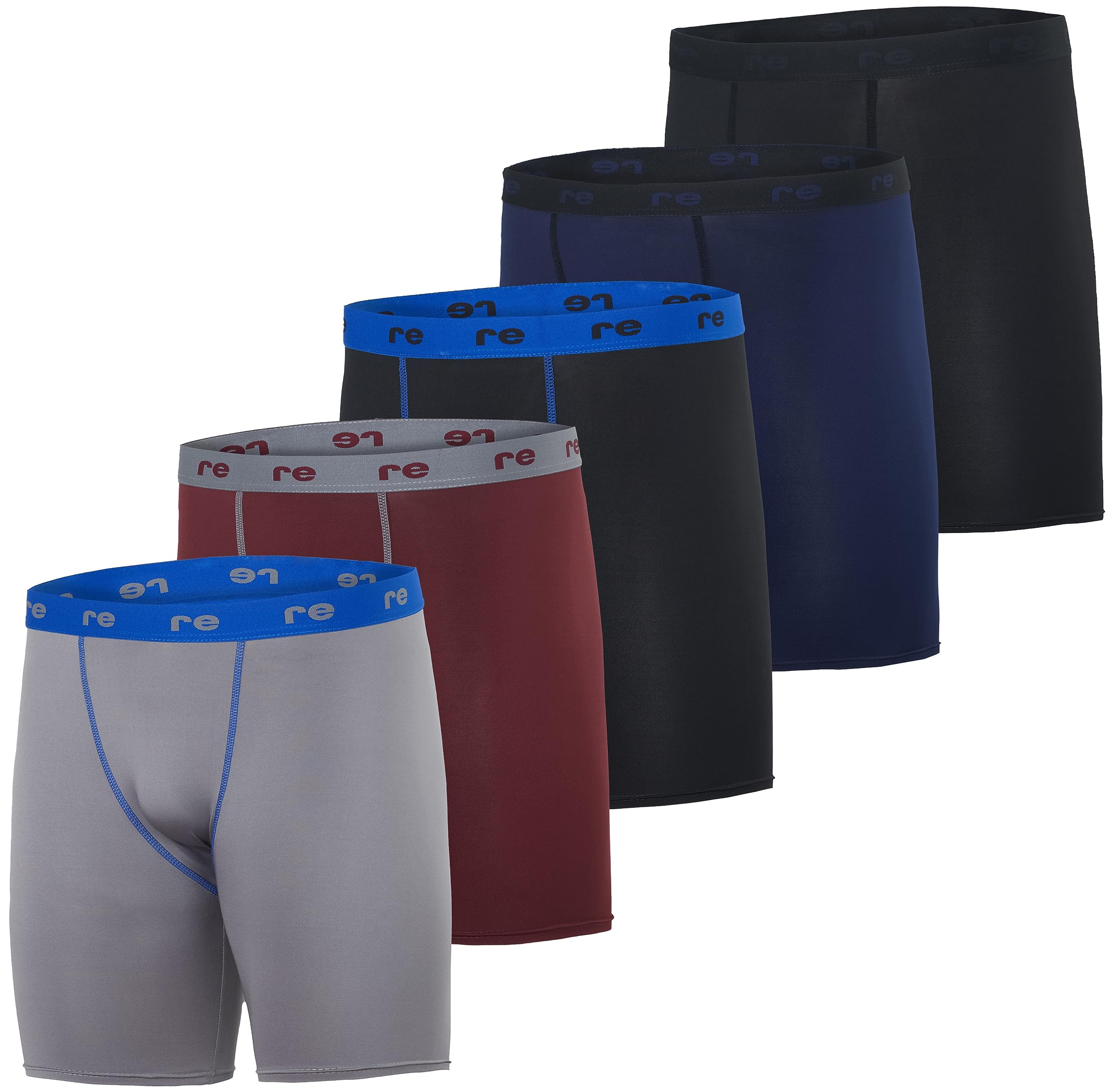 Real Essentials5 Pack: Mens Compression Shorts - Quick Dry Performance Active Underwear (Available in Big & Tall)