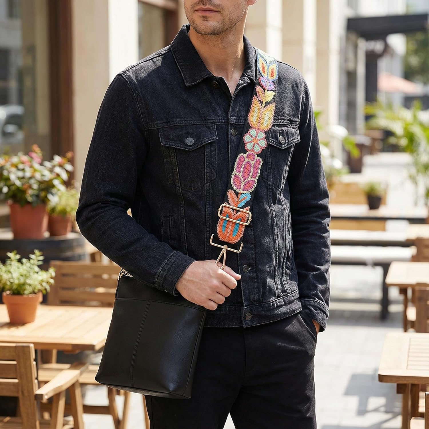 Crochet Flower Purse Strap,Knit Wide Replacement Crossbody for Shoulder Strap Bag Adjustable 2inch Guitar Strap - Image 7