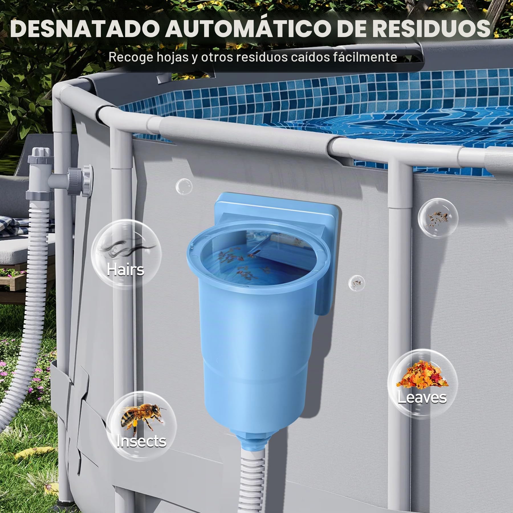 LuxBlue Skimmer Piscina Desmontable, Skimmer Piscina Cuadrado de ABS Alta Resistencia,Esquimer para Piscinas Desmontable con Cesta Extraíble Fácil de Limpiar,Skimmers Superficie Piscinas Poliester